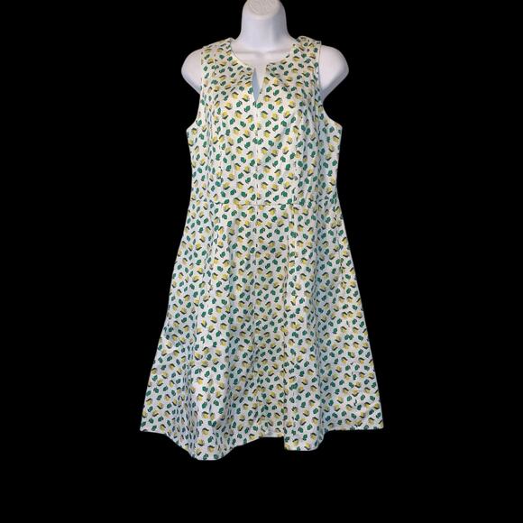 Boden White Dress with Lemon And Lime Print sz 8 - Picture 7 of 9